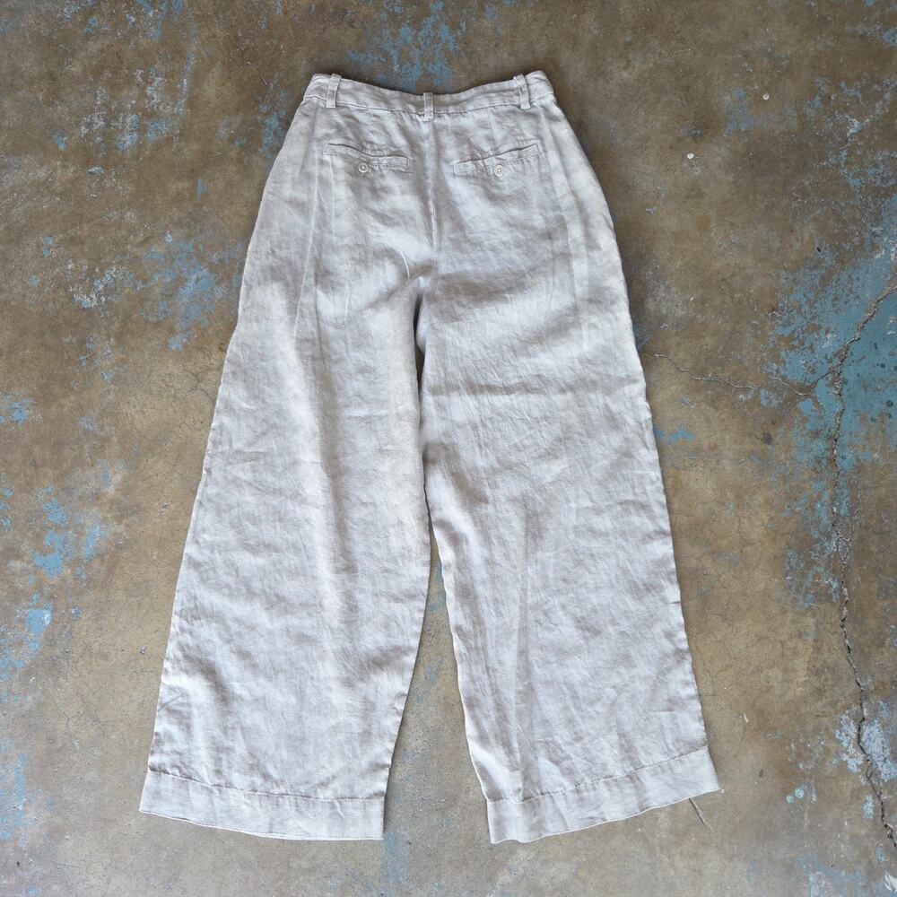 Madewell The Harlow Wide Leg Pant 100% Linen Size 8 Natural Pleated NJ996 - Picture 11 of 11